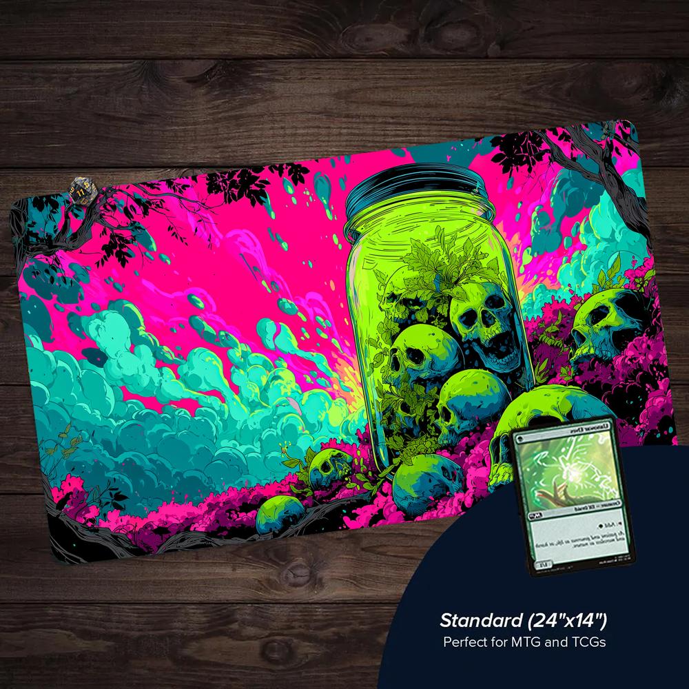 Play Mat Neoprene - Neon Jungle and Skull Bottles TCG