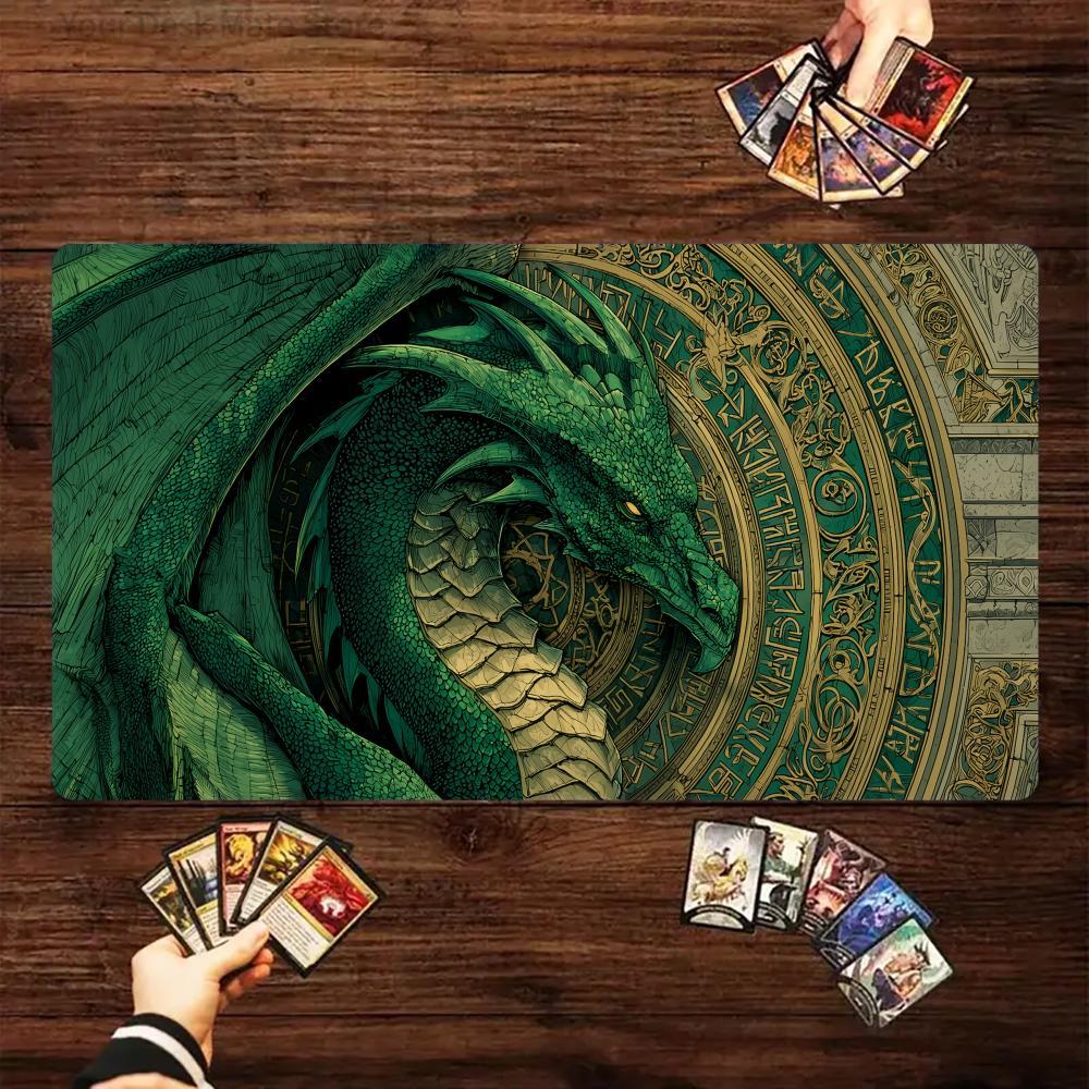 Play Mat Neoprene - Magic Runes and Green Dragon Design