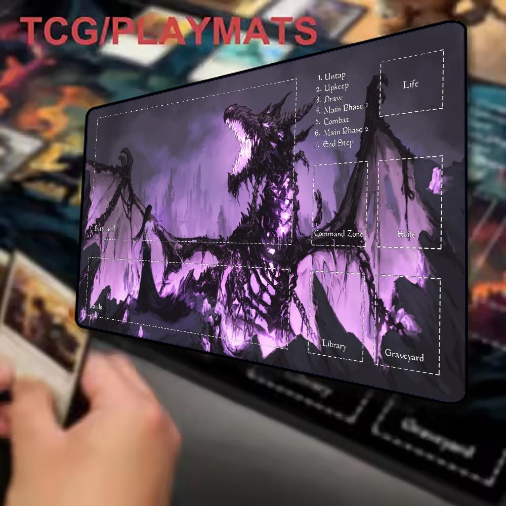 Play Mat Neoprene - Dark Purple Skeleton Dragon Playmat Magic