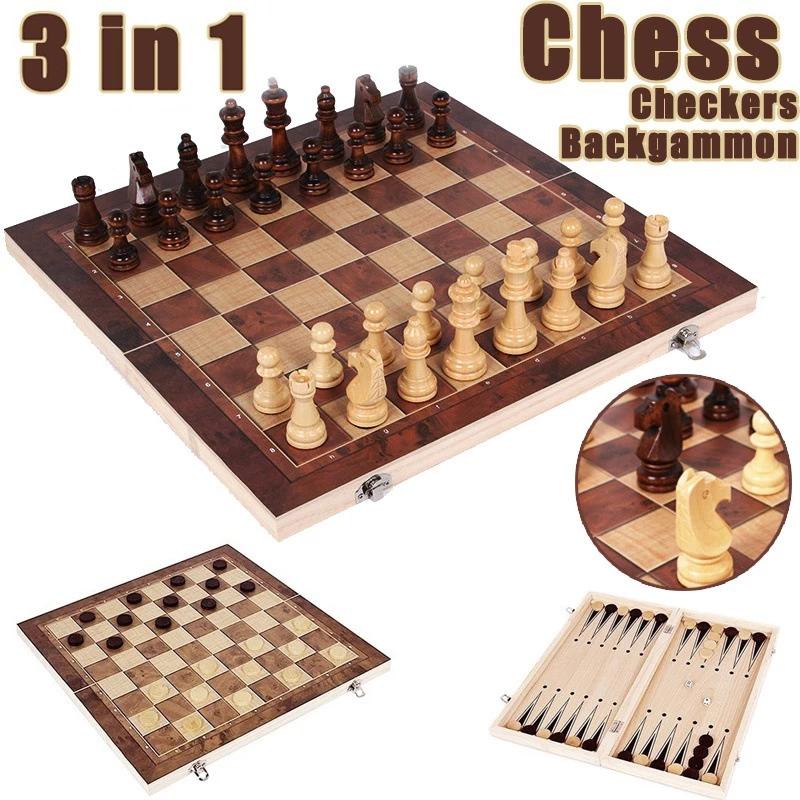3 in 1 Chess Board, Folding Wo - Board Game Operation ulasan dan harga